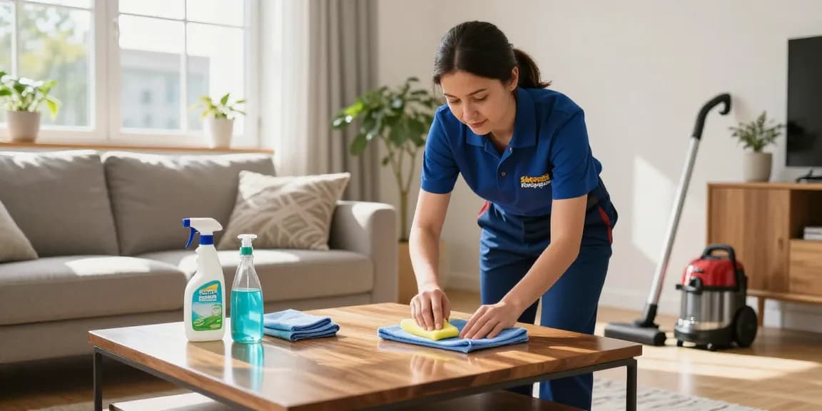 Professional cleaning service in action, promoting reinigungen bern with a sparkling home interior.