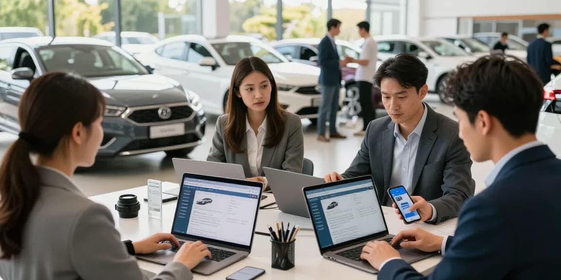 Customer exploring HPI check alternative while inspecting used cars at a dealership