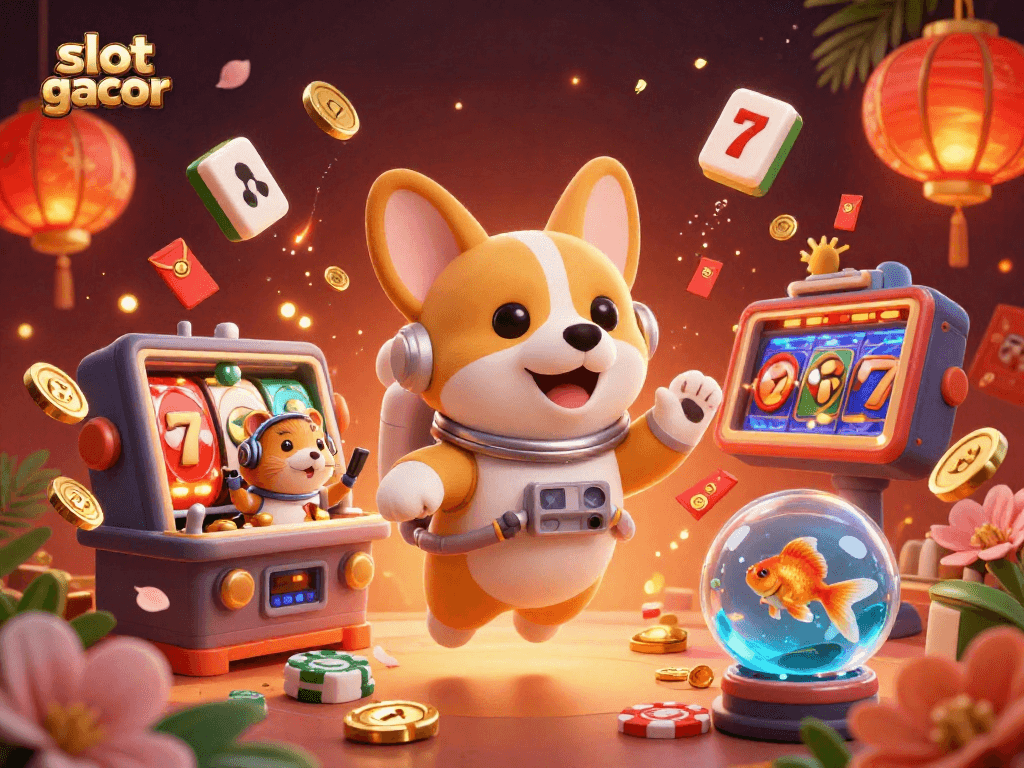 Experience thrilling gameplay at slot gacor with a lively illustration of casino elements.