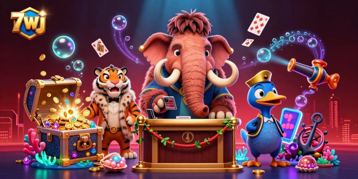 Check IDs with the 7wj casino bouncer in this vibrant, detailed 3D casino scene.