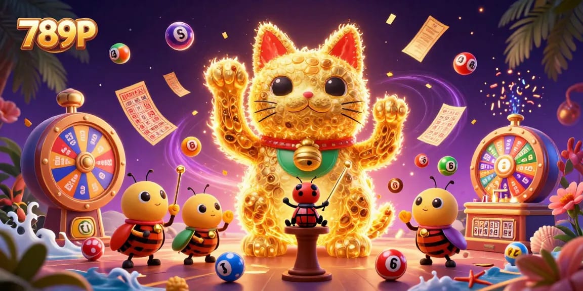 Experience casino entertainment with 789P's vibrant lucky cat and dynamic gaming elements.