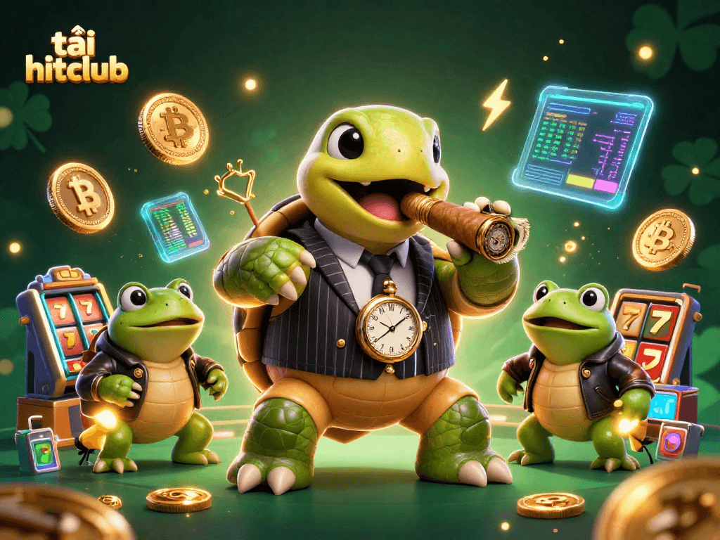 Engage with the vibrant world of tải hitclub, featuring dynamic casino characters and crypto elements.