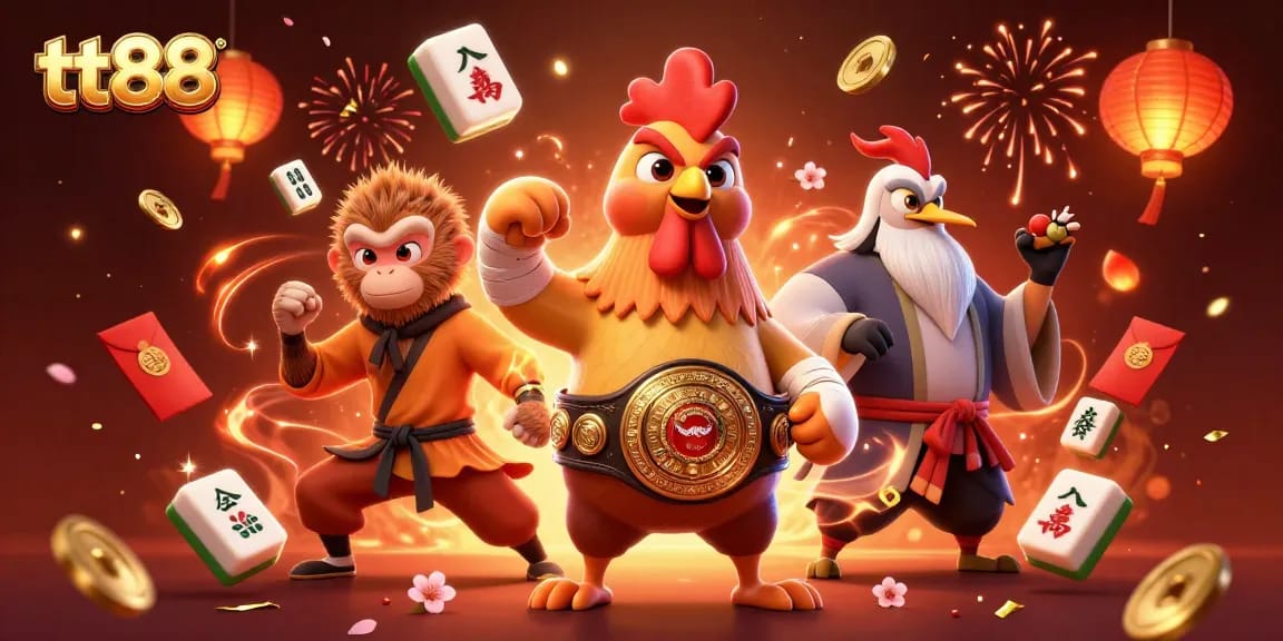 Experience thrilling gaming at tt88 with exciting characters and festive elements in a vibrant casino scene.