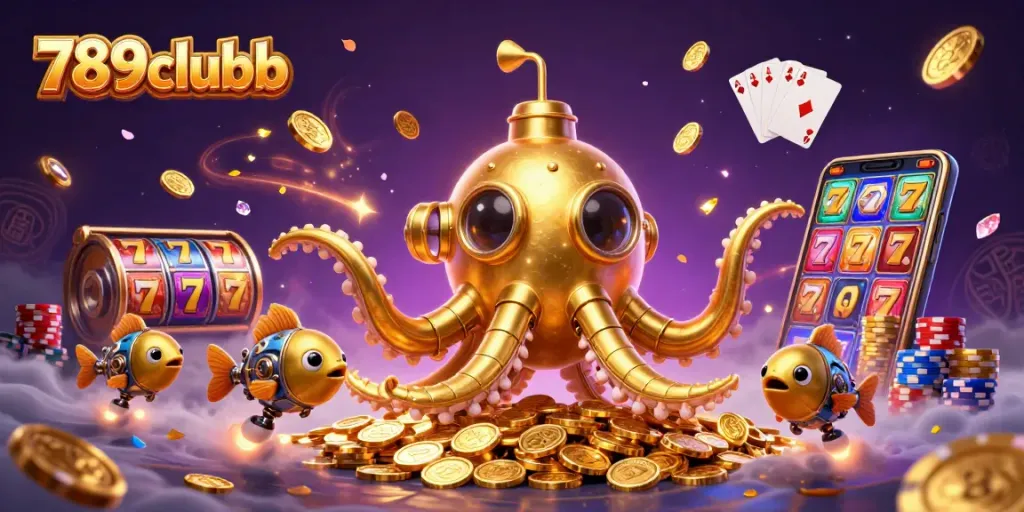 Experience thrilling slots and bonuses at 789clubb featuring the golden kraken submarine.