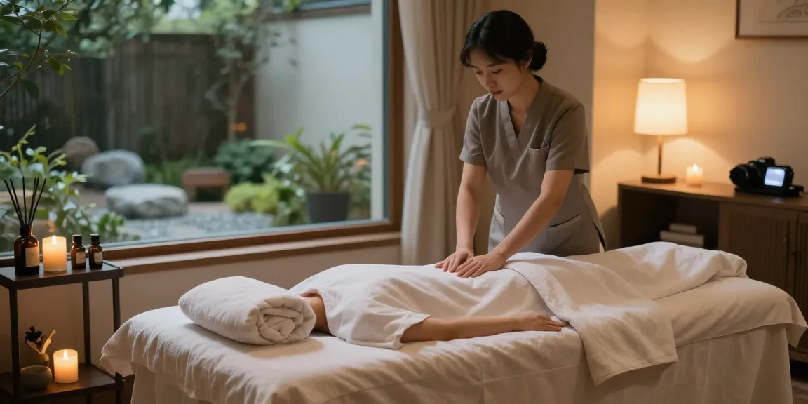 Relaxing 구리출장마사지 therapy session in a serene spa environment with calming ambiance.