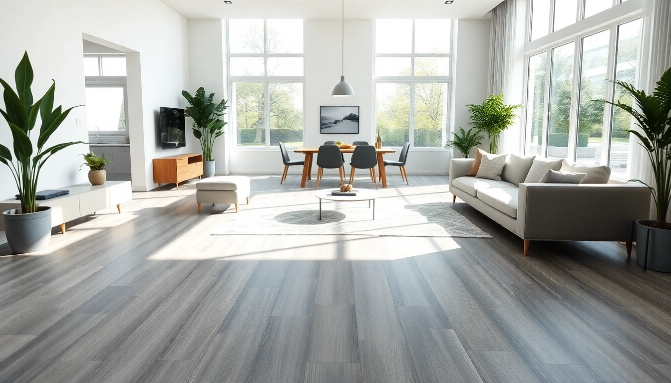 Showcasing a beautiful lvp floor in a minimalist interior design with natural lighting.