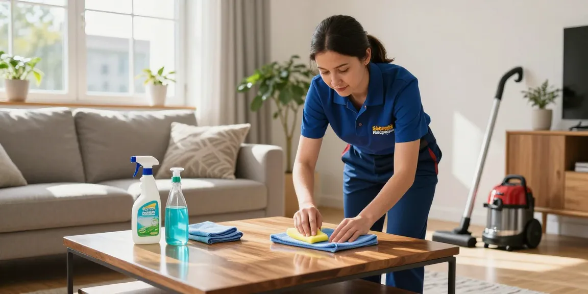 Professional cleaning service in action, promoting reinigungen bern with a sparkling home interior.