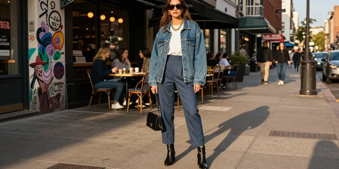Fashion tips for a stylish urban look with layered outfits and accessories set against a vibrant city backdrop.