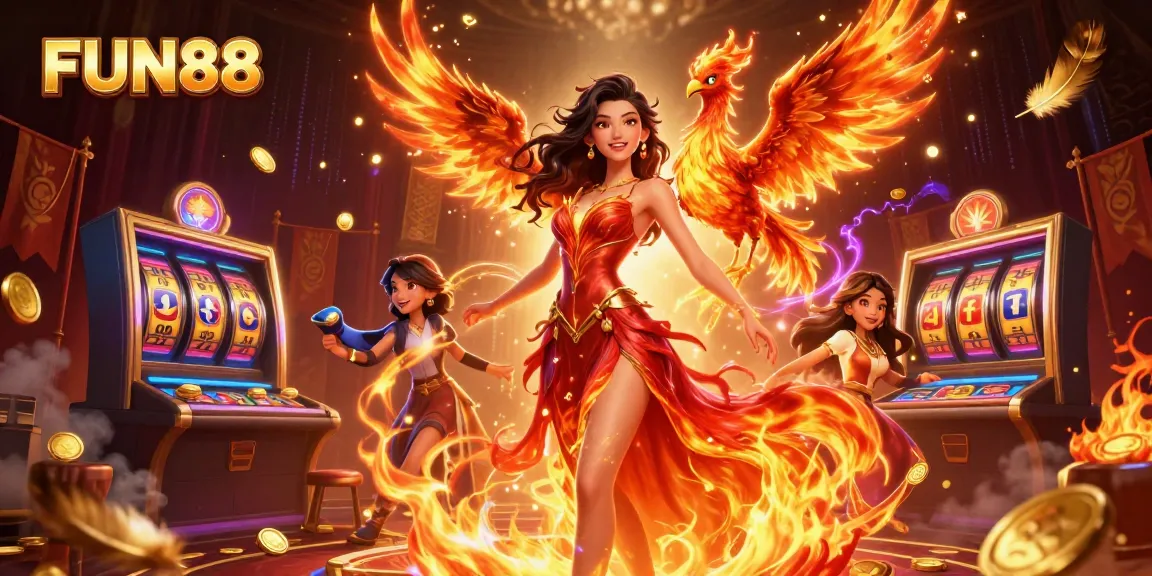 Experience the excitement of FUN88 with this captivating casino illustration showcasing dynamic game elements.