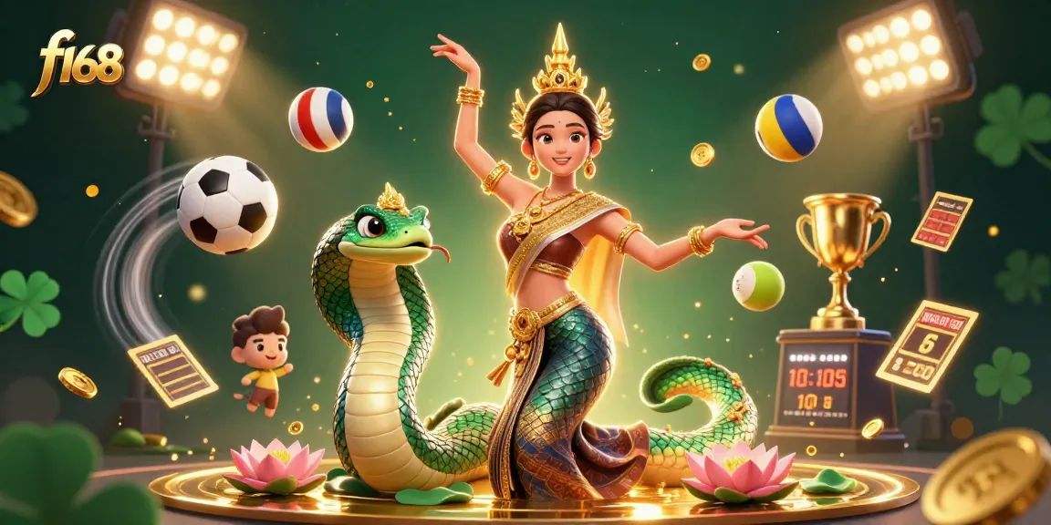 f168 showcases a vibrant Thai woman in traditional dress, celebrating sports betting excitement with dynamic elements.