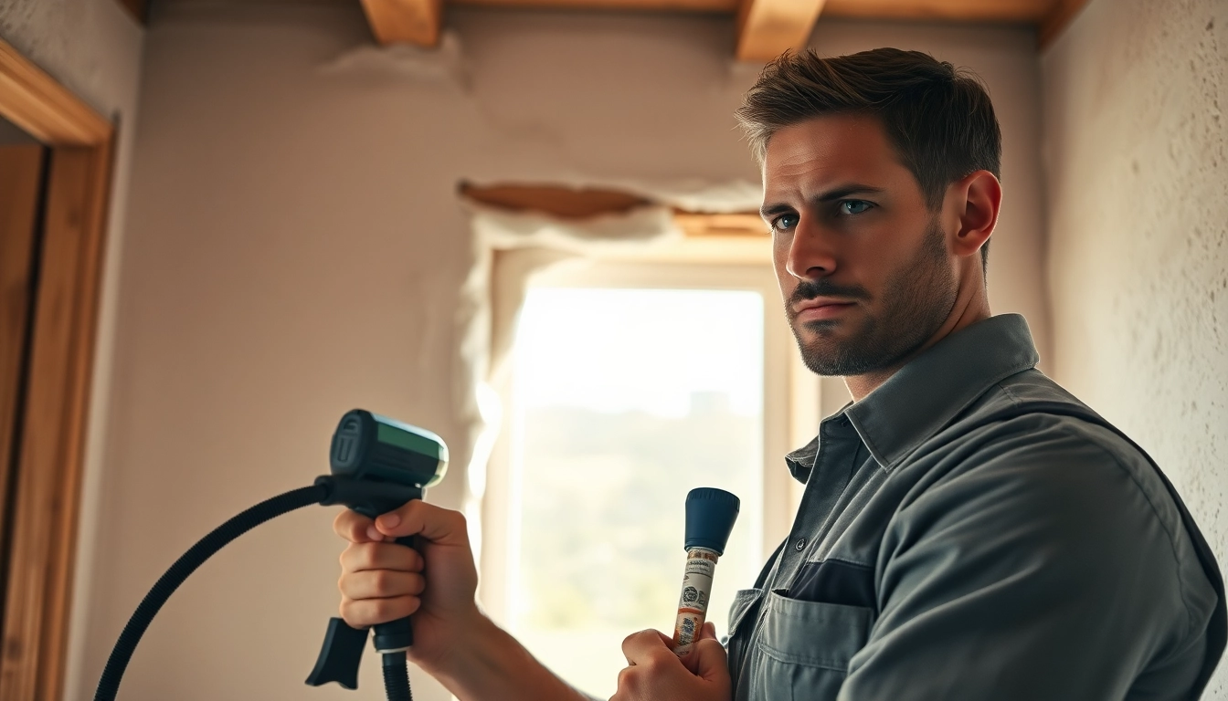 Efficient spray foam removal Portsmouth service technician performing removal in a home.