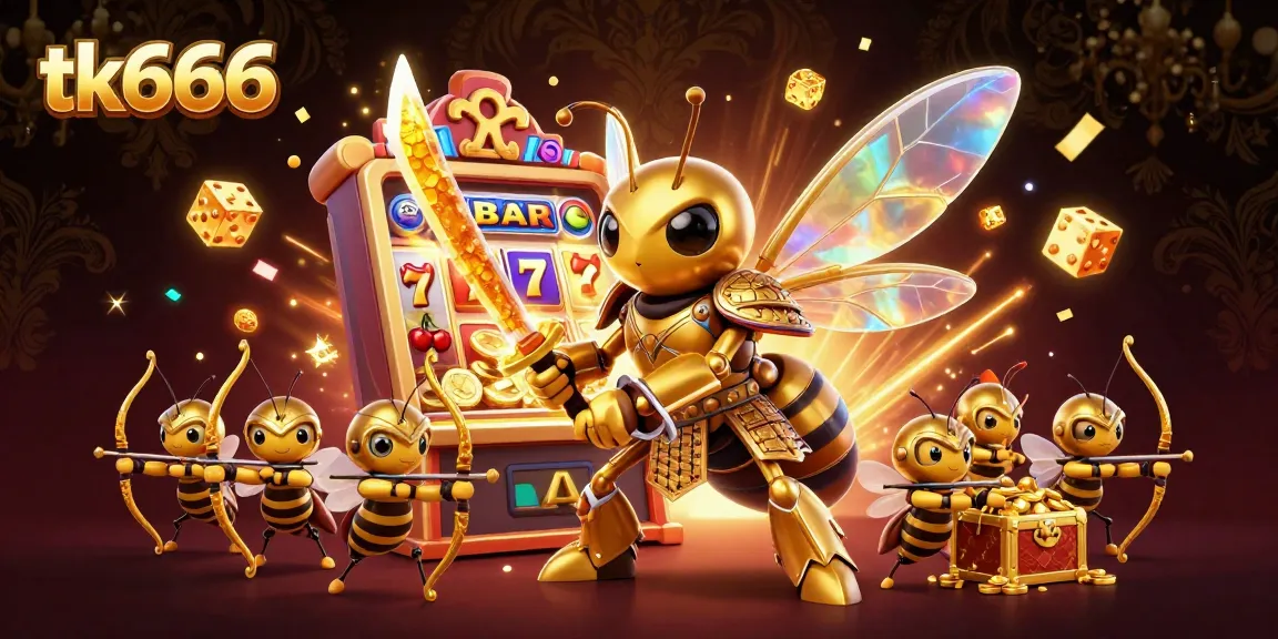 Engage with tk666's exciting slots featuring a dynamic golden hornet and bee archers amidst jackpot thrills.