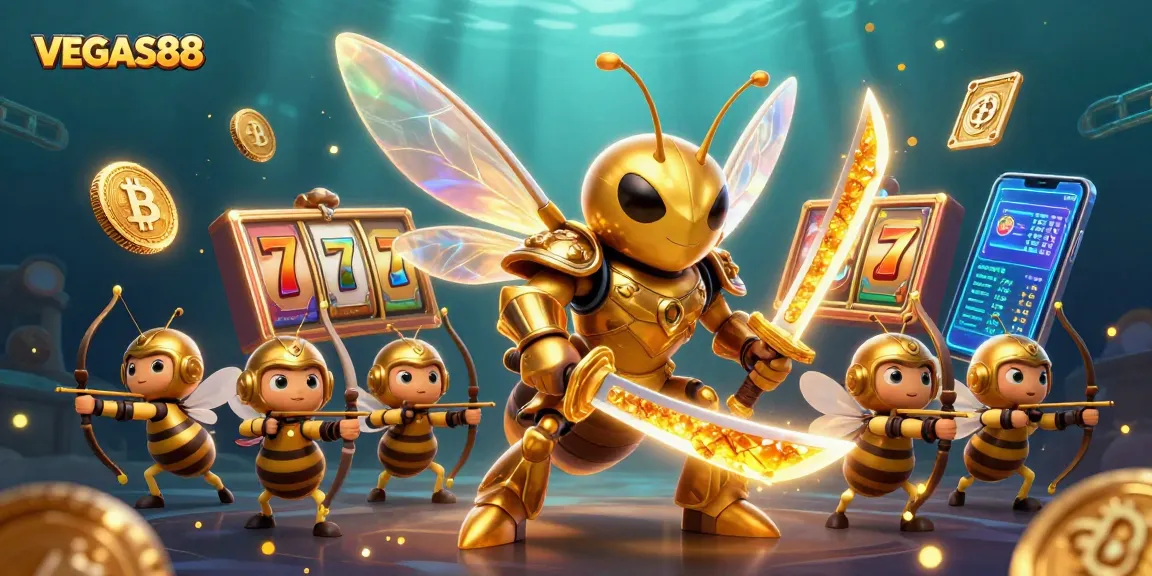 Spin to win with VEGAS88 as the golden hornet and bee archers dominate the vibrant slot realm!