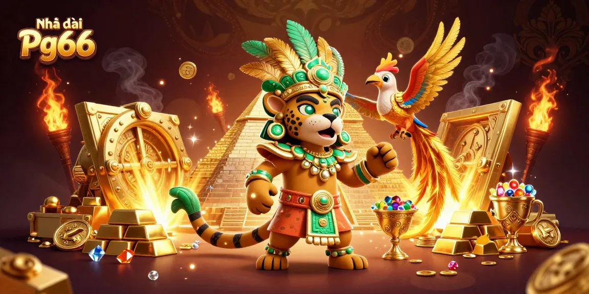 Experience the thrill of gambling at Nhà cái Pg66 with an exciting Mayan-themed casino illustration.