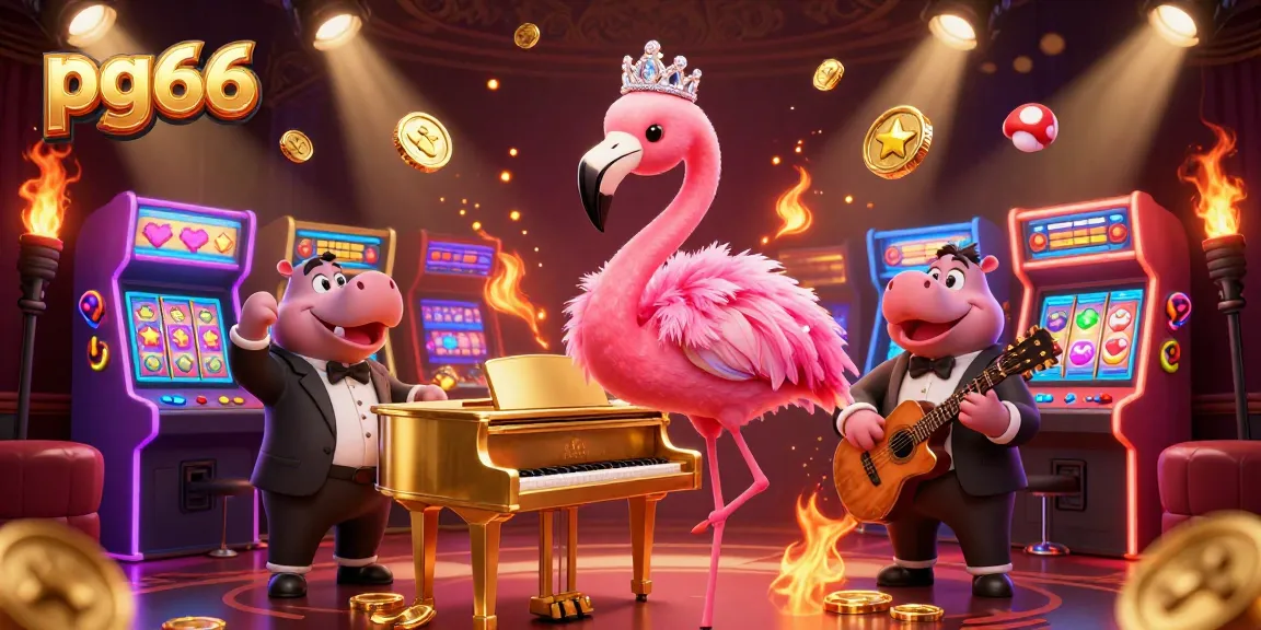 Experience the excitement at pg66 with a vibrant casino scene featuring dynamic characters and rich gaming elements.