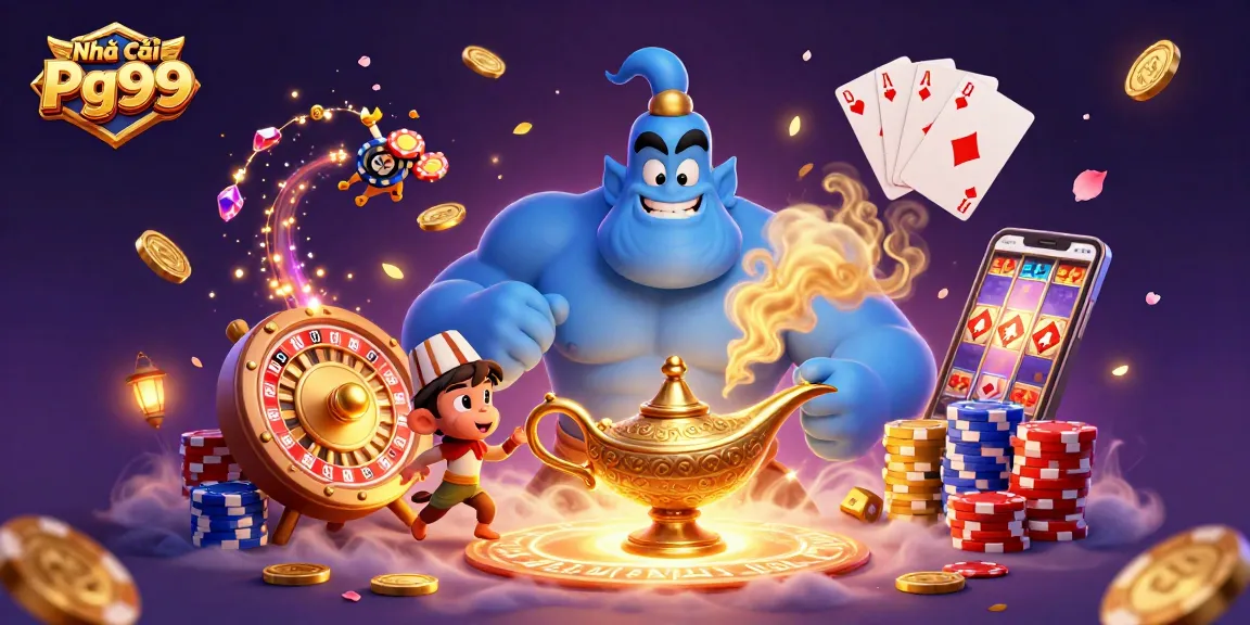 Experience the magic and excitement of Nhà cái Pg99 with vibrant illumination and thrilling casino elements.