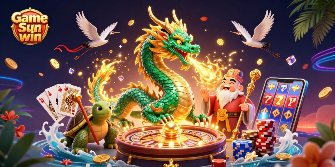 Engage in exciting gameplay on Game Sun win, featuring vibrant casino elements with dynamic characters.