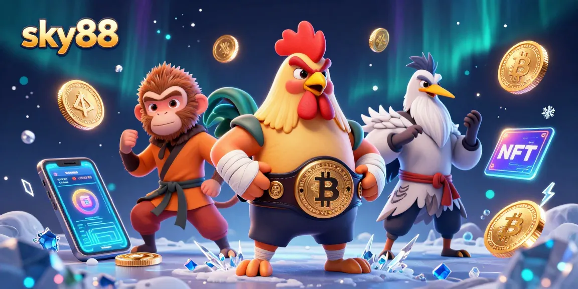 Experience thrilling gameplay at sky88 as a Muay Thai rooster, Shaolin monkey, and crane master encounter crypto coins.