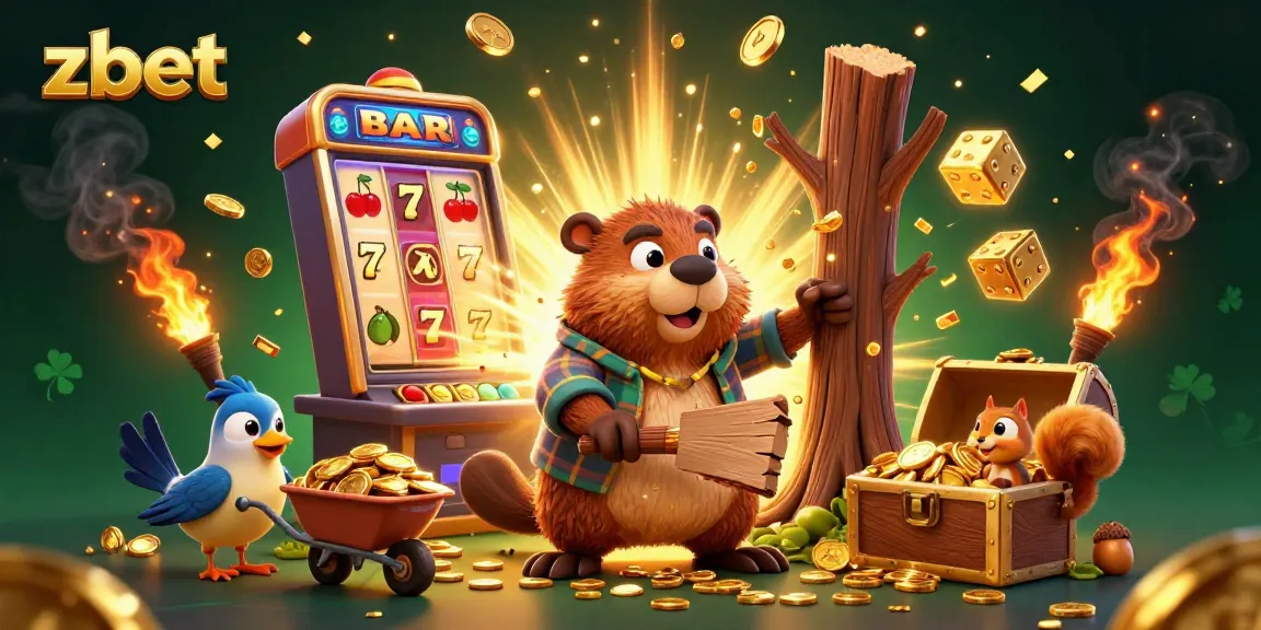 Experience zbet's thrilling winners with a beaver garnering gold coins in this vibrant casino scene.