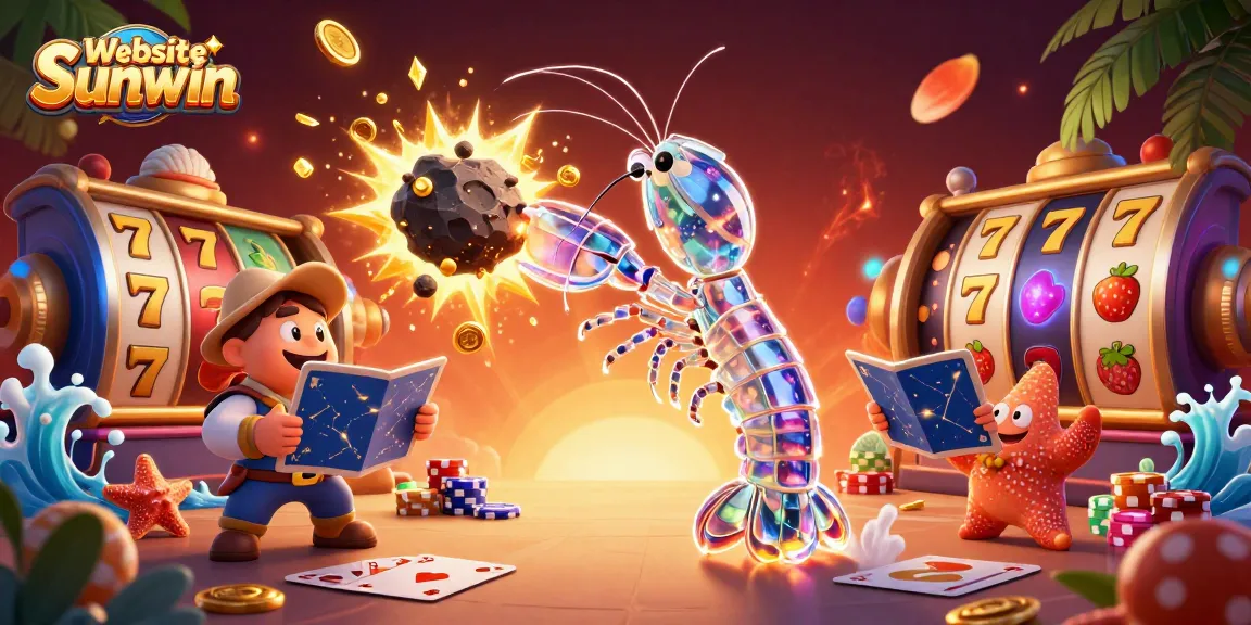 Experience thrills at Website Sunwin with a vibrant 3D casino scene showcasing slots and card elements.