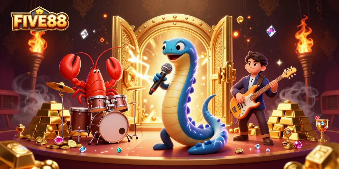 Experience the exciting world of FIVE88 with casino-themed underwater Performance by animated characters.