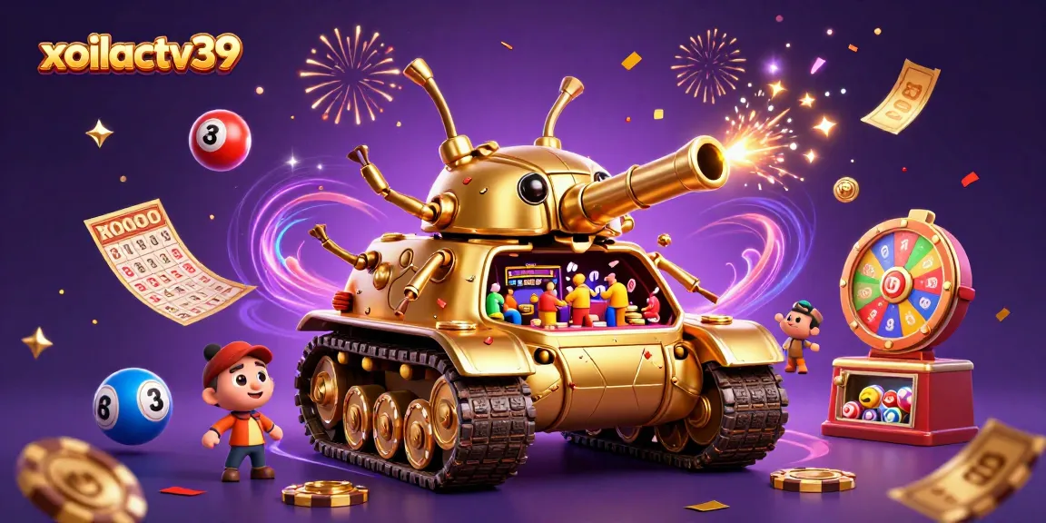 Enjoy a thrilling gaming experience with xoilactv39 featuring vibrant lottery balls and a miniature casino.