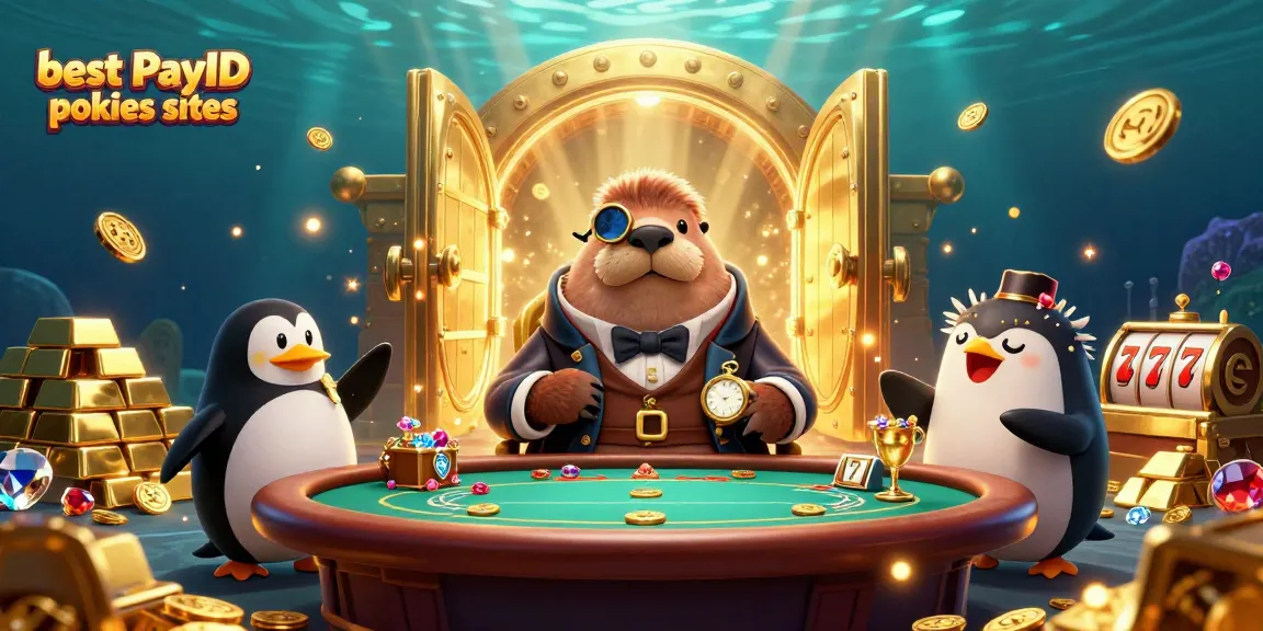 Experience the best PayID pokies sites with thrilling underwater scenes featuring a walrus and friends playing cards.