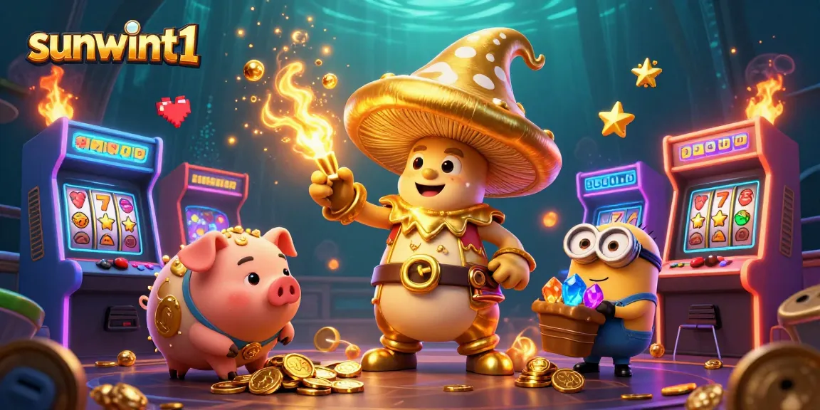 Experience gaming magic with sunwint1's golden wizard and treasures in this vibrant casino illustration.