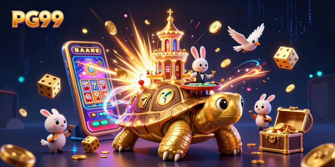 Experience the thrill of casino gaming with PG99's vibrant 3D illustration showcasing excitement and jackpots.